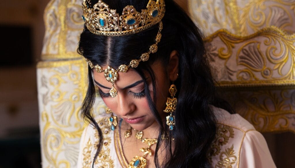 Moroccan wedding celebration with traditional music and dance